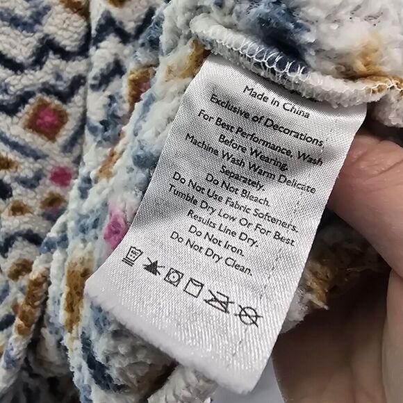 Eddie Bauer Pullover Womens Large White Pink Quest Plush Teddy Half Zip Sweater - Picture 8 of 11